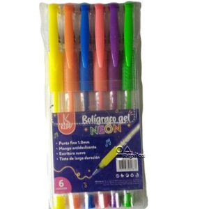Boligrafo tapa GEL med 1.0 neón Klipp x6