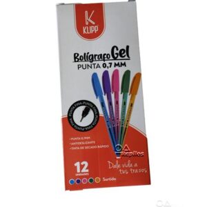 Boligrafo tapa GEL 0.7 colores Klipp x12