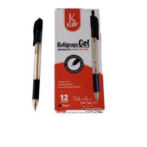 Caja Bolígrafo retráctil GEL Fin 0.70 negro Klipp x12