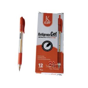 Caja Bolígrafo retráctil GEL Fin 0.70 rojo Klipp x12