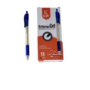 Caja Bolígrafo retráctil GEL Fin 0.70 azul Klipp x12