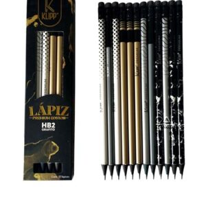 Caja de lápices Negro HB2 Premium Klipp - 12 Unidades