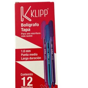 Caja bolígrafo tapa colores x12
