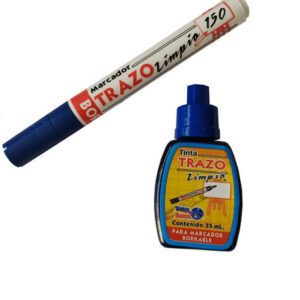 Marcador borrable recargable + tinta azul