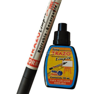 Marcador borrable recargable + tinta negro