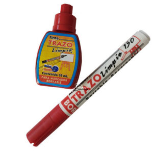 Marcador borrable recargable + tinta rojo